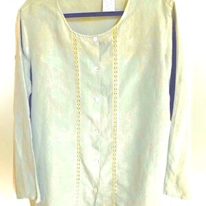 Green Linen Blouse